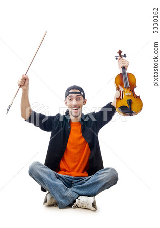 Violin player isolated on white 5330162