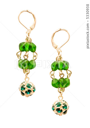 Pair of earrings isolated on the white background Pair of earrings isolated on the white background 5330938