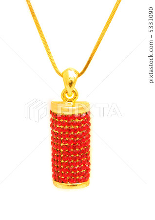 Golden necklace isolated on the white background Golden necklace isolated on the white background 5331090