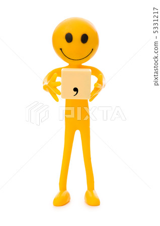 Smilie holding label isolated on the white Smilie holding label isolated on the white 5331217