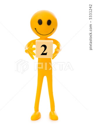 Smiley holding the number isolated on white Smiley holding the number isolated on white 5331242