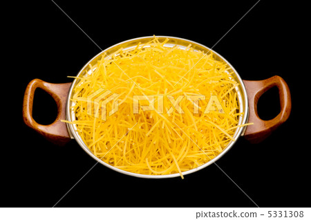 Spaghetti pot isolated on the black background Spaghetti pot isolated on the black background 5331308