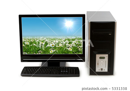 Computer with flat screen isolated on white Computer with flat screen isolated on white 5331338