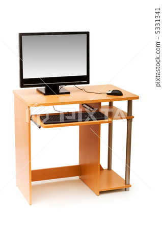 Computer and desk isolated on the white Computer and desk isolated on the white 5331341