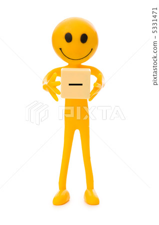 Smilie holding label isolated on the white Smilie holding label isolated on the white 5331471