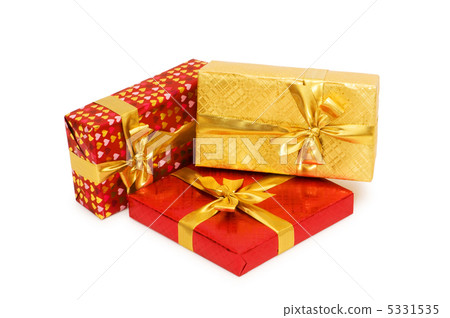 Gift boxes isolated on the white background Gift boxes isolated on the white background 5331535