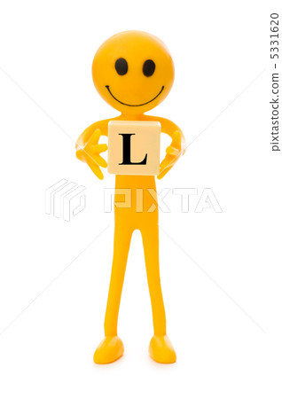 Smiley  holding the letter isolated on white 5331620