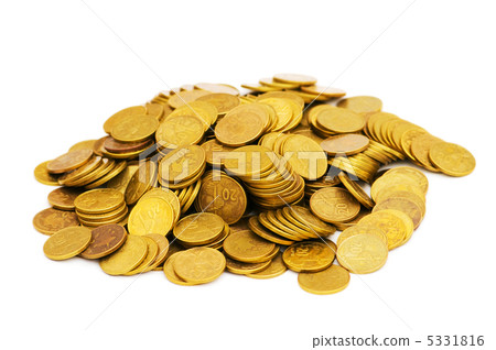 Pile of golden coins isolated on white Pile of golden coins isolated on white 5331816