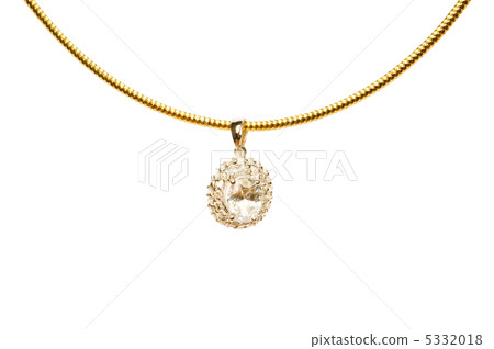 Pendant on golden chain isolated on the white Pendant on golden chain isolated on the white 5332018