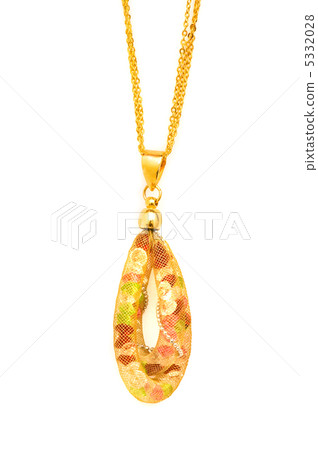 Golden necklace isolated on the white background 5332028