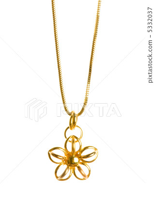 Pendant on golden chain isolated on the white Pendant on golden chain isolated on the white 5332037
