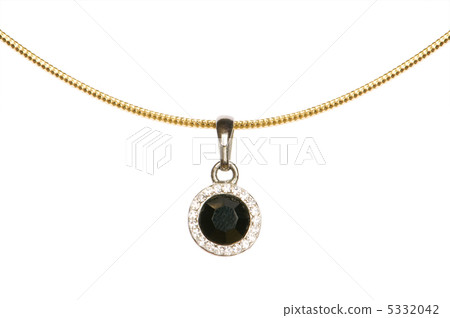 Pendant on golden chain isolated on the white Pendant on golden chain isolated on the white 5332042