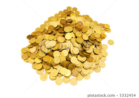 Pile of golden  coins isolated on white 5332454