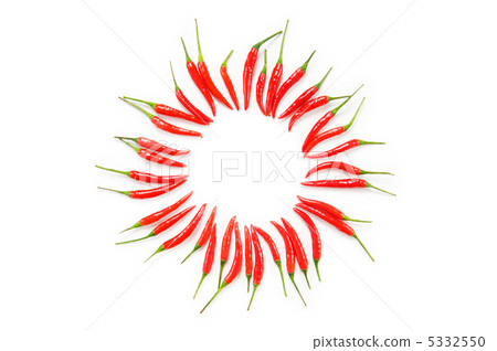 Red chili peppers isolated on the white 5332550