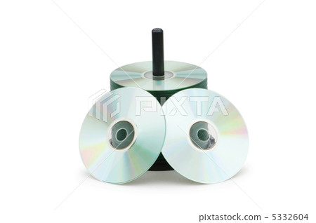 Spindle of cd disks isolated on white Spindle of cd disks isolated on white 5332604