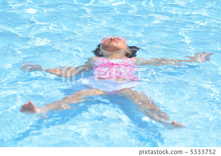 A girl who seems to be comfortable at the pool A girl who seems to be comfortable at the pool 5333752