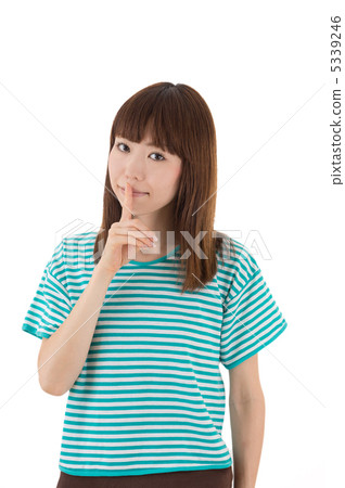 A woman in a border T-shirt 5339246