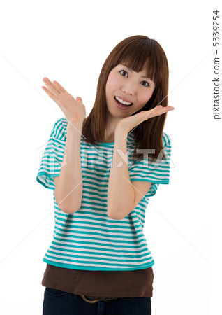 A woman in a border T-shirt 5339254