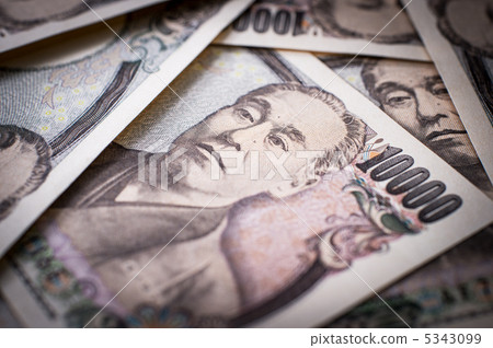 Close up of 10,000 yen bills 3 Close up of 10,000 yen bills 3 5343099