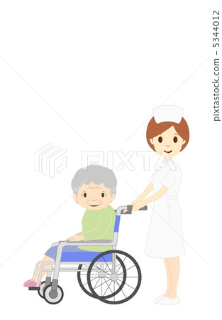 Wheelchair grandma and nurse - Stock Illustration [5344012] - PIXTA