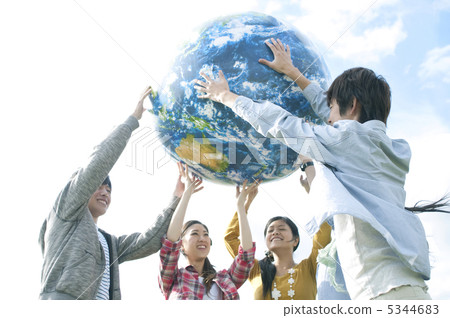 Young people with earth balls 5344683
