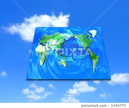 Recycle mark on world map 5344775