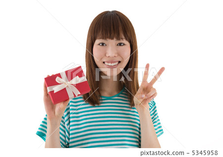 A woman in a border T-shirt 5345958