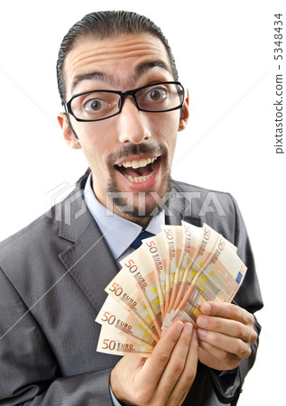 Man with money isolated on the white 5348434