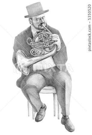 French horn blowing - Stock Illustration [5350520] - PIXTA