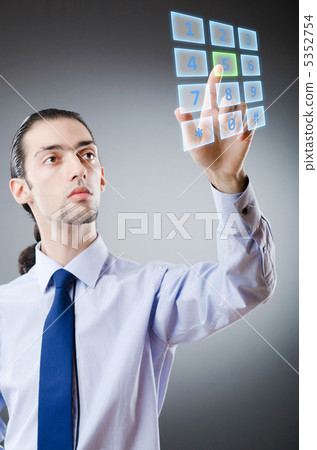 Businessman pressing virtual buttons 5352754