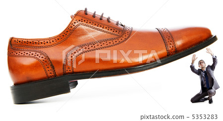 Woman domination concept with shoes and man Woman domination concept with shoes and man 5353283
