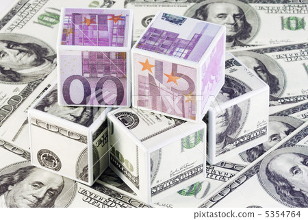 cubes of euros and dollars 5354764