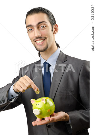 Piggybank and man on white 5356524