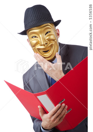 Espionage concept with masked man on white Espionage concept with masked man on white 5356586