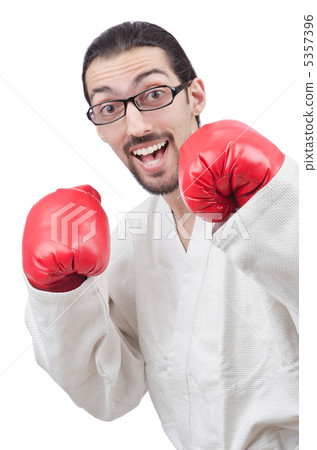 Karate fighter isolated on the white 5357396