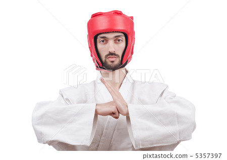Karate fighter isolated on the white 5357397