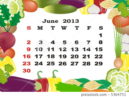 June - monthly calendar 2013 in frame with vegetables June - monthly calendar 2013 in frame with vegetables 5364751