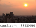 Townscape in the direction of Tokyo, Nakano-ku seen from the top of Shinjuku building and sunset 5366499
