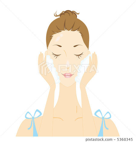 皮膚護理·女性-2■面部清潔·泡沫·美容·淡藍色 5368345