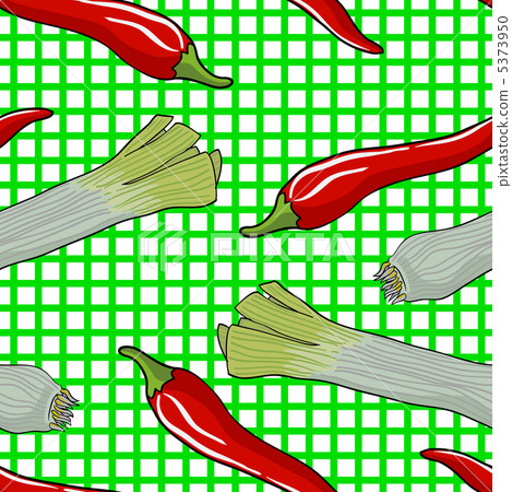 Seamless vegetable pattern leek and red pepper Seamless vegetable pattern leek and red pepper 5373950