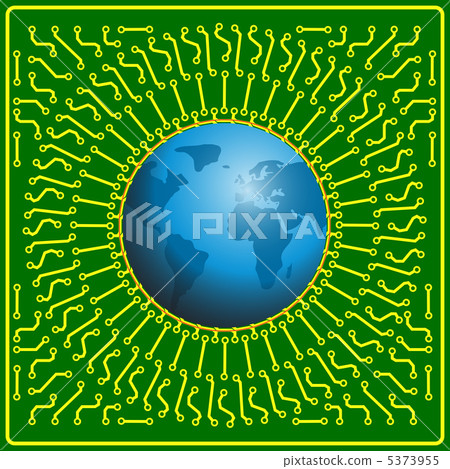 Motherboard globe background for technology concept design Motherboard globe background for technology concept design 5373955