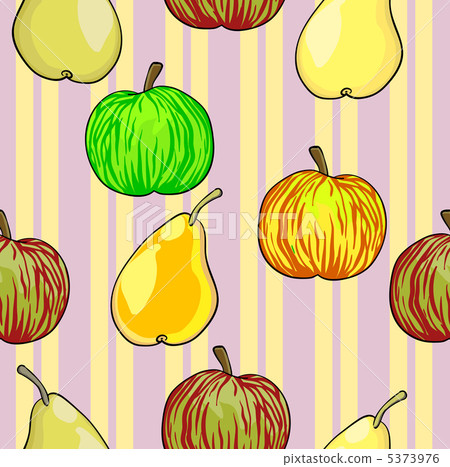 Seamless fruit pattern apples and pears - Stock Illustration [5373976 ...