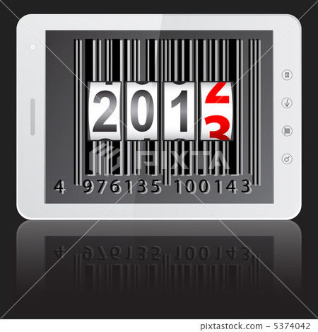 White tablet PC computer with 2013 New Year counter 5374042