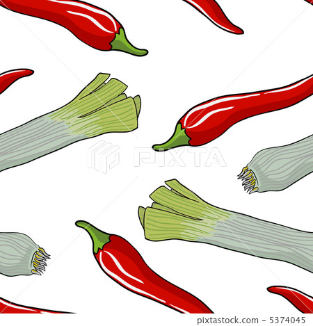 Seamless vegetable pattern leek and red pepper 5374045