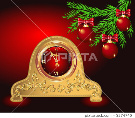 Christmas card with antique clock Christmas card with antique clock 5374740