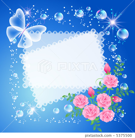 Background with frame, roses and butterfly Background with frame, roses and butterfly 5375500
