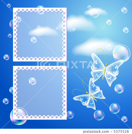 Background with fhoto frame and butterfly 5375526