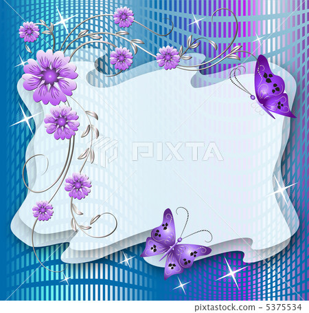 Floral background with butterflies and a place for text or photo Floral background with butterflies and a place for text or photo 5375534