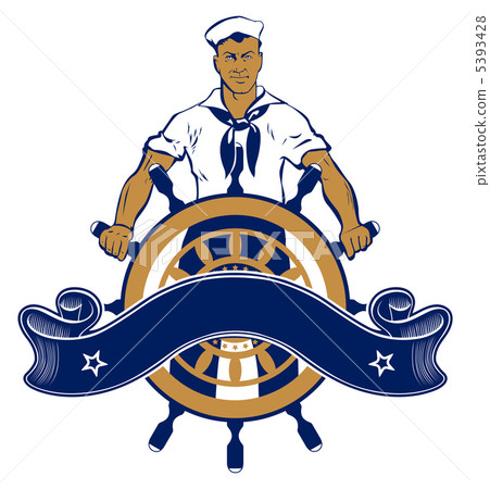 图库插图 sailor man emblem