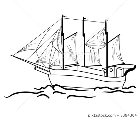 Sketch of nautical sailing vessel Sketch of nautical sailing vessel 5394304